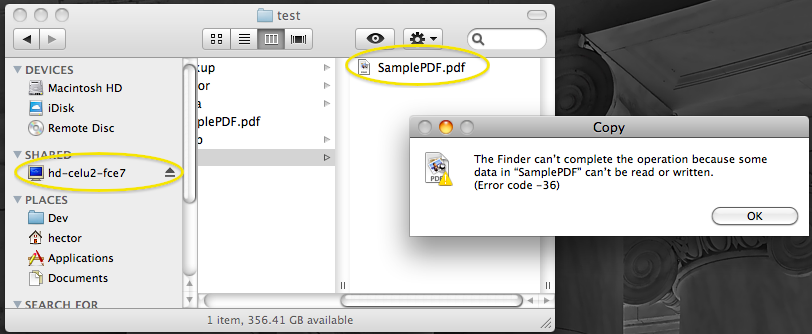 Finder error -36 on NAS